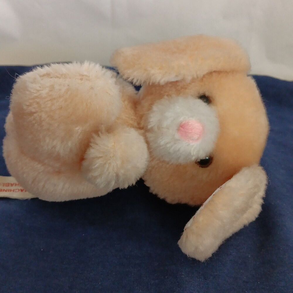 Russ Laying Puppy Dog Plush Rattle Polka Dot Ears